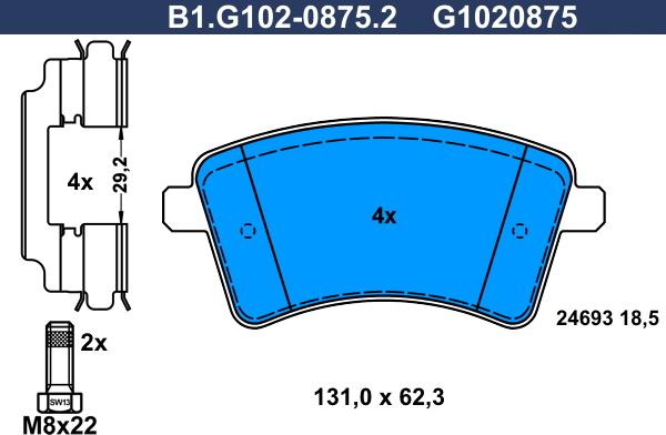 Galfer B1.G102-0875.2 - Kit de plaquettes de frein, frein à disque cwaw.fr