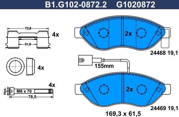 Galfer B1.G102-0872.2 - Kit de plaquettes de frein, frein à disque cwaw.fr