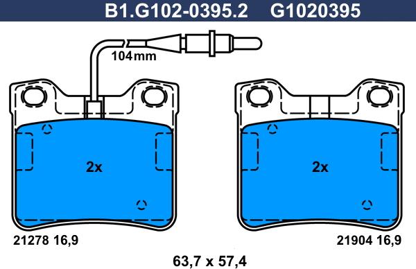 Galfer B1.G102-0395.2 - Kit de plaquettes de frein, frein à disque cwaw.fr