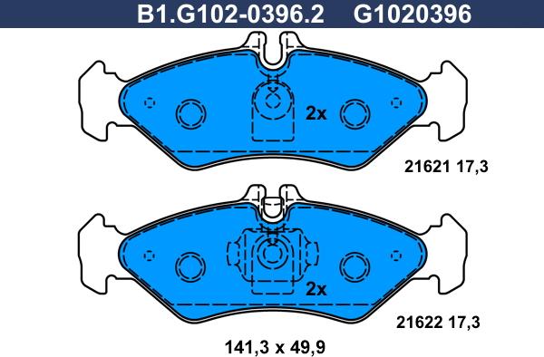 Galfer B1.G102-0396.2 - Kit de plaquettes de frein, frein à disque cwaw.fr