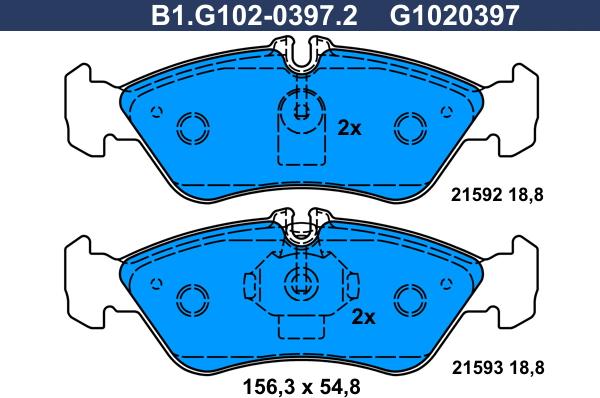 Galfer B1.G102-0397.2 - Kit de plaquettes de frein, frein à disque cwaw.fr