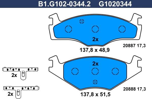 Galfer B1.G102-0344.2 - Kit de plaquettes de frein, frein à disque cwaw.fr