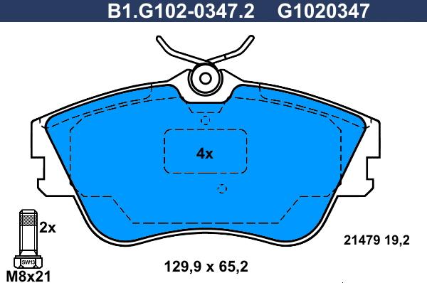 Galfer B1.G102-0347.2 - Kit de plaquettes de frein, frein à disque cwaw.fr