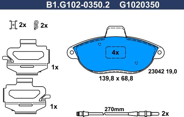 Galfer B1.G102-0350.2 - Kit de plaquettes de frein, frein à disque cwaw.fr