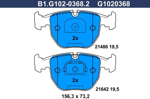 Galfer B1.G102-0368.2 - Kit de plaquettes de frein, frein à disque cwaw.fr