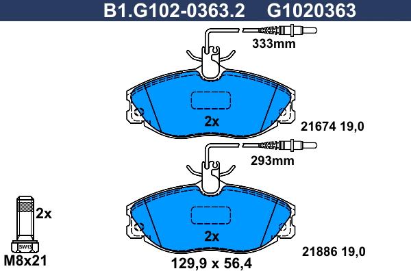 Galfer B1.G102-0363.2 - Kit de plaquettes de frein, frein à disque cwaw.fr