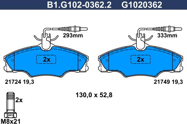 Galfer B1.G102-0362.2 - Kit de plaquettes de frein, frein à disque cwaw.fr