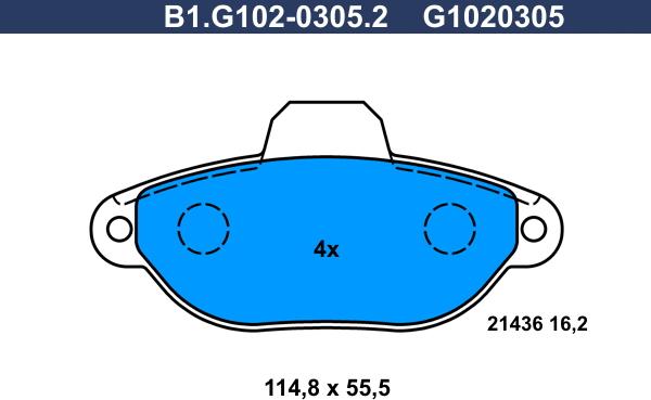 Galfer B1.G102-0305.2 - Kit de plaquettes de frein, frein à disque cwaw.fr