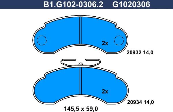 Galfer B1.G102-0306.2 - Kit de plaquettes de frein, frein à disque cwaw.fr