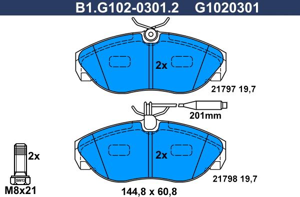 Galfer B1.G102-0301.2 - Kit de plaquettes de frein, frein à disque cwaw.fr