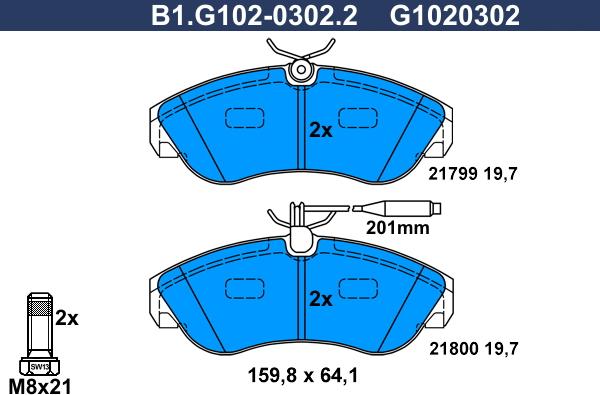 Galfer B1.G102-0302.2 - Kit de plaquettes de frein, frein à disque cwaw.fr