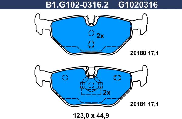 Galfer B1.G102-0316.2 - Kit de plaquettes de frein, frein à disque cwaw.fr