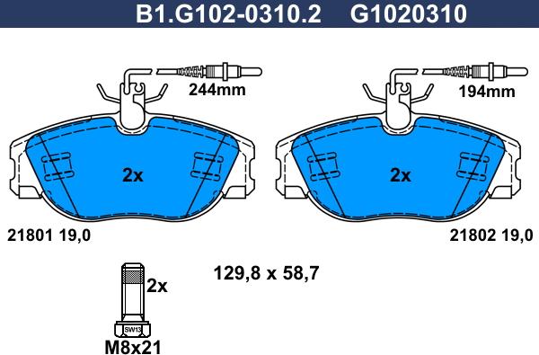 Galfer B1.G102-0310.2 - Kit de plaquettes de frein, frein à disque cwaw.fr