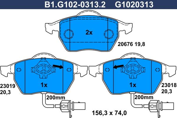 Galfer B1.G102-0313.2 - Kit de plaquettes de frein, frein à disque cwaw.fr