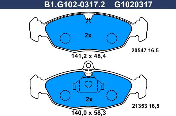 Galfer B1.G102-0317.2 - Kit de plaquettes de frein, frein à disque cwaw.fr