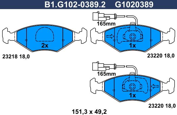 Galfer B1.G102-0389.2 - Kit de plaquettes de frein, frein à disque cwaw.fr