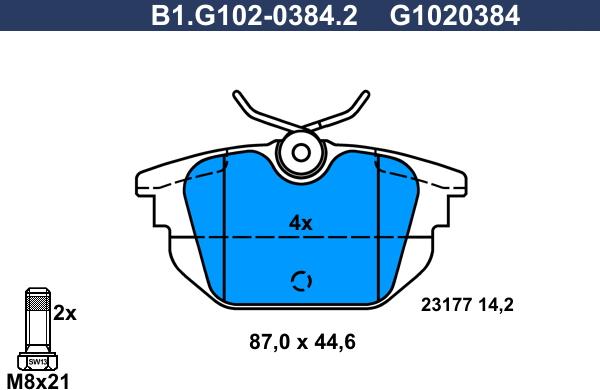 Galfer B1.G102-0384.2 - Kit de plaquettes de frein, frein à disque cwaw.fr