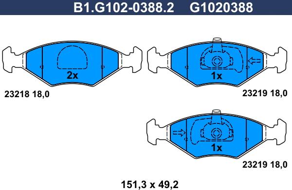 Galfer B1.G102-0388.2 - Kit de plaquettes de frein, frein à disque cwaw.fr