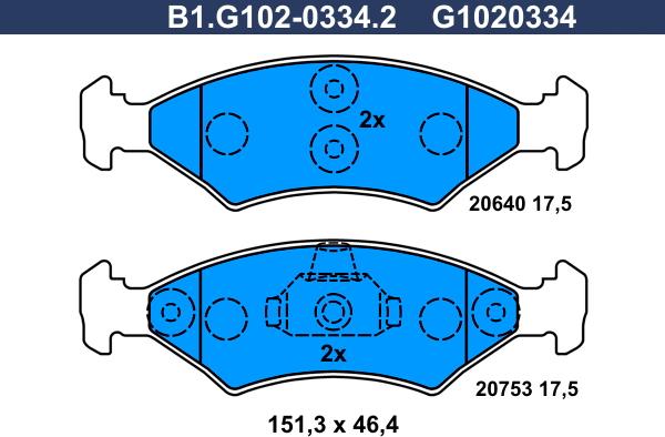 Galfer B1.G102-0334.2 - Kit de plaquettes de frein, frein à disque cwaw.fr