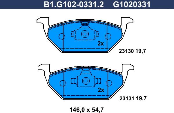 Galfer B1.G102-0331.2 - Kit de plaquettes de frein, frein à disque cwaw.fr