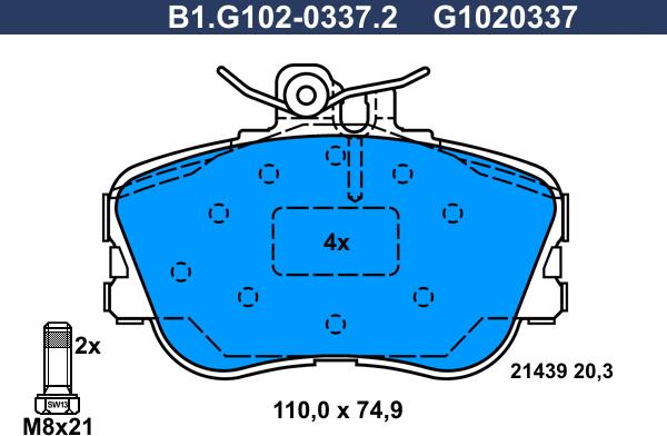 Galfer B1.G102-0337.2 - Kit de plaquettes de frein, frein à disque cwaw.fr