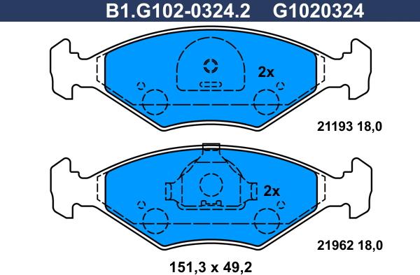 Galfer B1.G102-0324.2 - Kit de plaquettes de frein, frein à disque cwaw.fr