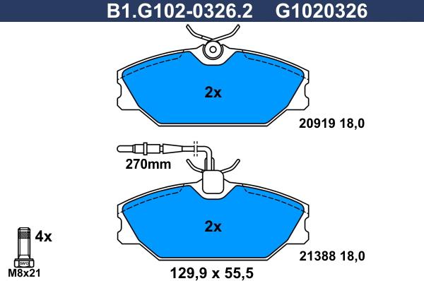 Galfer B1.G102-0326.2 - Kit de plaquettes de frein, frein à disque cwaw.fr