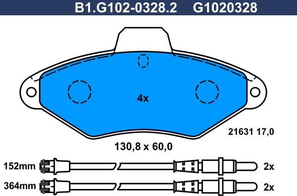 Galfer B1.G102-0328.2 - Kit de plaquettes de frein, frein à disque cwaw.fr