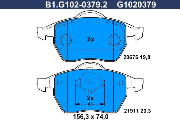 Galfer B1.G102-0379.2 - Kit de plaquettes de frein, frein à disque cwaw.fr