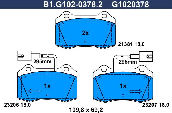 Galfer B1.G102-0378.2 - Kit de plaquettes de frein, frein à disque cwaw.fr