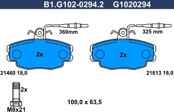 Galfer B1.G102-0294.2 - Kit de plaquettes de frein, frein à disque cwaw.fr