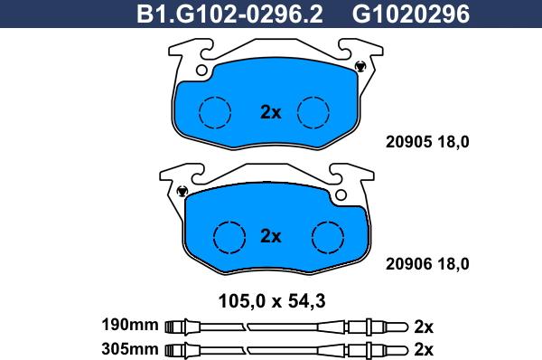 Galfer B1.G102-0296.2 - Kit de plaquettes de frein, frein à disque cwaw.fr