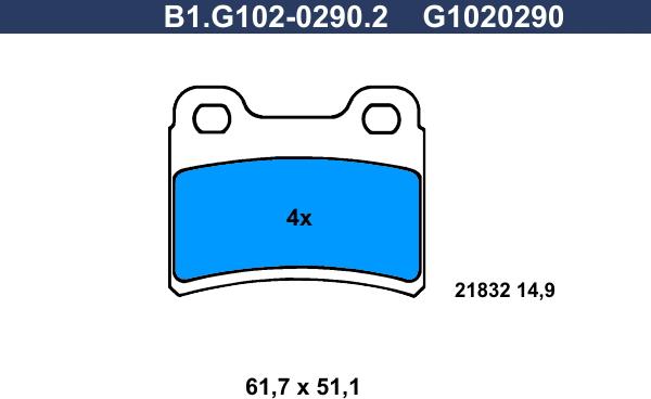 Galfer B1.G102-0290.2 - Kit de plaquettes de frein, frein à disque cwaw.fr