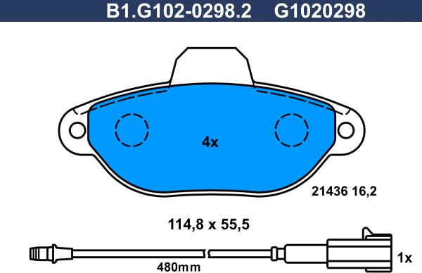 Galfer B1.G102-0298.2 - Kit de plaquettes de frein, frein à disque cwaw.fr