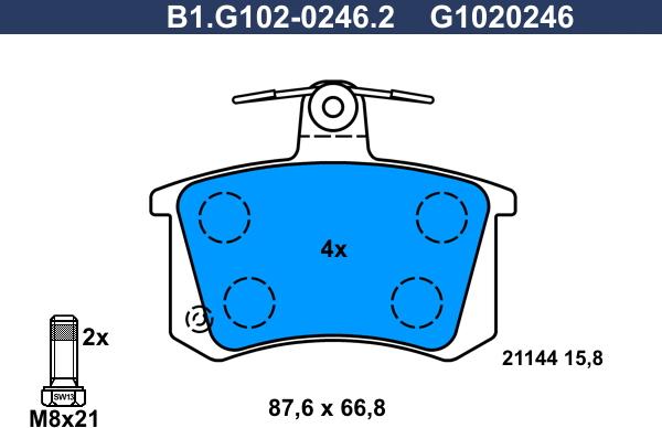 Galfer B1.G102-0246.2 - Kit de plaquettes de frein, frein à disque cwaw.fr