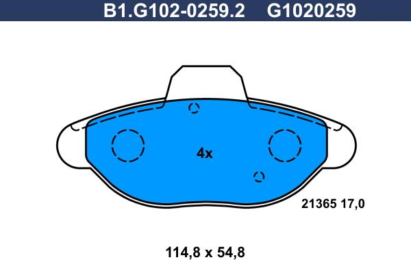 Galfer B1.G102-0259.2 - Kit de plaquettes de frein, frein à disque cwaw.fr