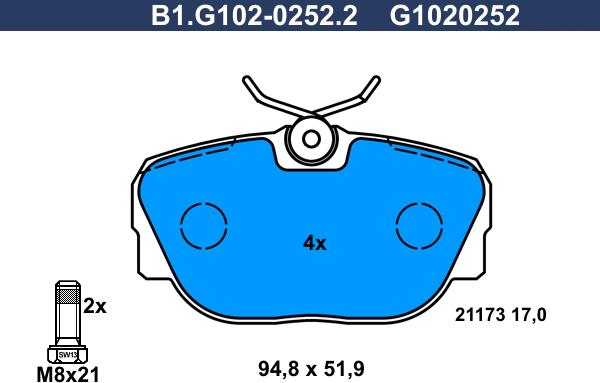 Galfer B1.G102-0252.2 - Kit de plaquettes de frein, frein à disque cwaw.fr