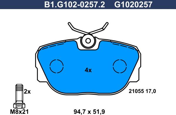 Galfer B1.G102-0257.2 - Kit de plaquettes de frein, frein à disque cwaw.fr