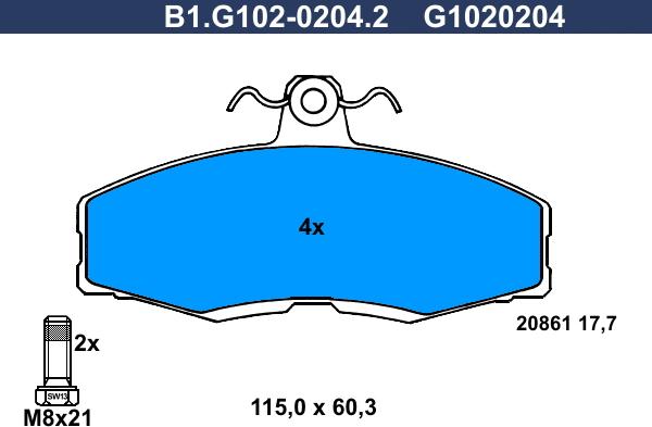 Galfer B1.G102-0204.2 - Kit de plaquettes de frein, frein à disque cwaw.fr