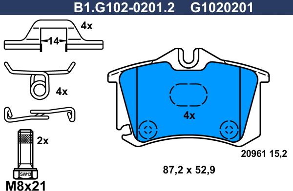 Galfer B1.G102-0201.2 - Kit de plaquettes de frein, frein à disque cwaw.fr