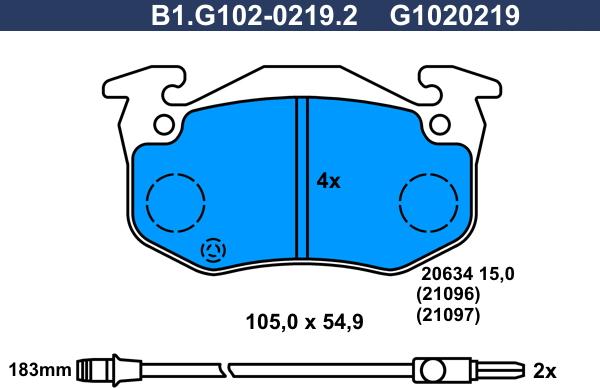 Galfer B1.G102-0219.2 - Kit de plaquettes de frein, frein à disque cwaw.fr