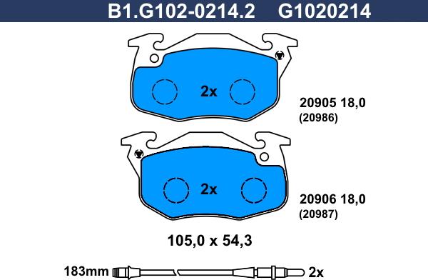 Galfer B1.G102-0214.2 - Kit de plaquettes de frein, frein à disque cwaw.fr