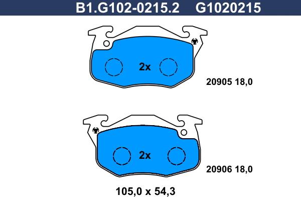 Galfer B1.G102-0215.2 - Kit de plaquettes de frein, frein à disque cwaw.fr