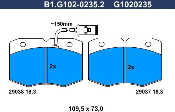 Galfer B1.G102-0235.2 - Kit de plaquettes de frein, frein à disque cwaw.fr