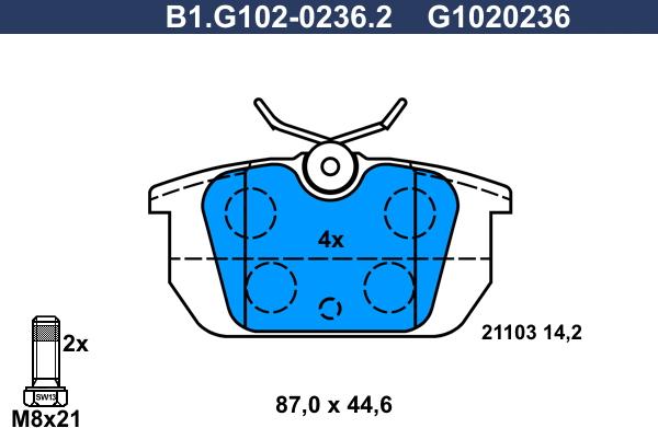 Galfer B1.G102-0236.2 - Kit de plaquettes de frein, frein à disque cwaw.fr