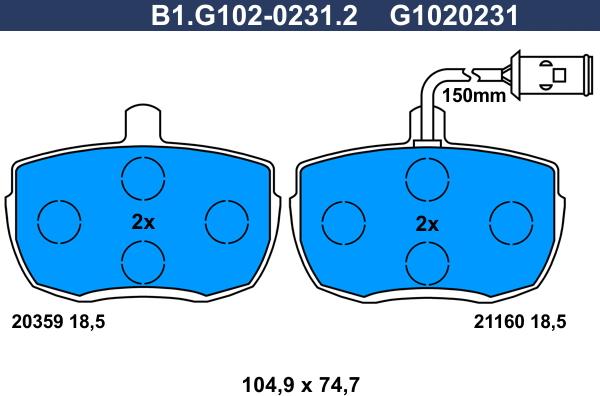 Galfer B1.G102-0231.2 - Kit de plaquettes de frein, frein à disque cwaw.fr