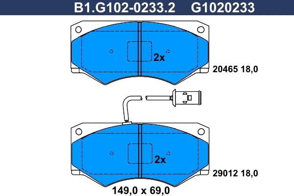 Galfer B1.G102-0233.2 - Kit de plaquettes de frein, frein à disque cwaw.fr