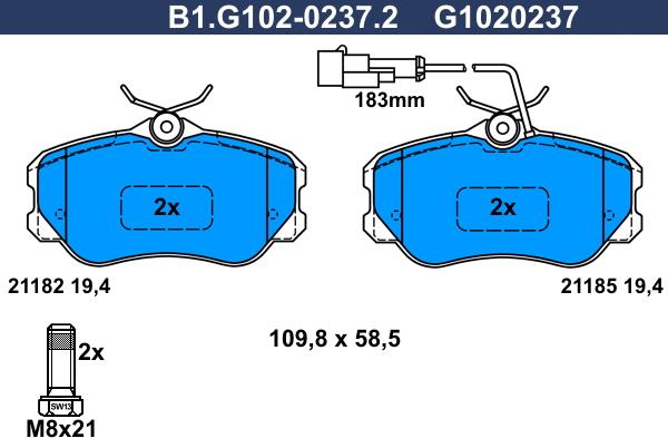 Galfer B1.G102-0237.2 - Kit de plaquettes de frein, frein à disque cwaw.fr