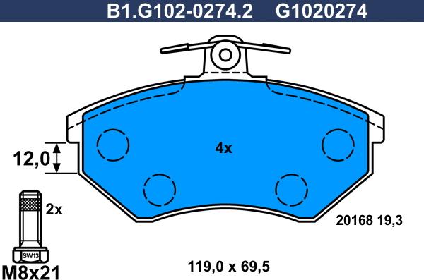 Galfer B1.G102-0274.2 - Kit de plaquettes de frein, frein à disque cwaw.fr