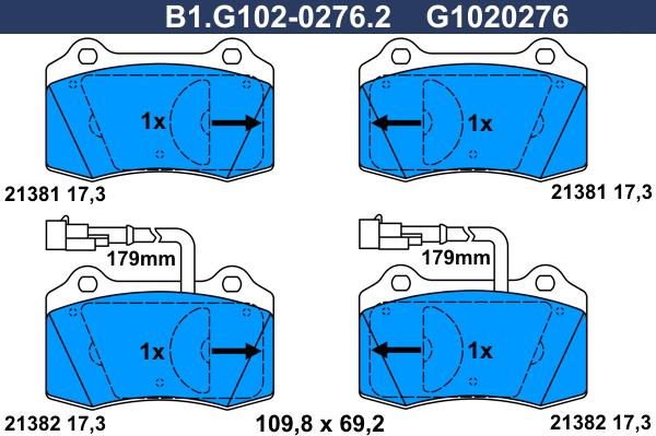 Galfer B1.G102-0276.2 - Kit de plaquettes de frein, frein à disque cwaw.fr